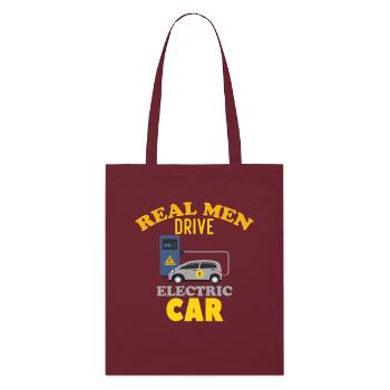 Real men drive an electric car - Stanley/Stella Organic Tote Bag - burgundy - Front