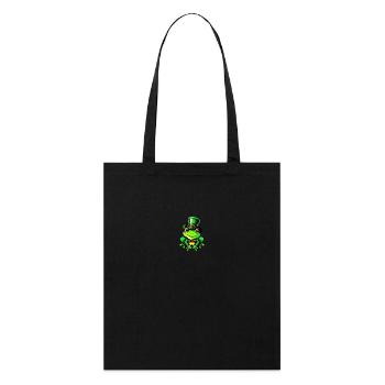 Sankt Patrick Tag Frosch Glücksbringer - Stanley/Stella Bio-Stoffbeutel - Schwarz - Vorne