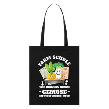 Farm Schule für Gemüse - Stanley/Stella Bio-Stoffbeutel - Schwarz - Vorne