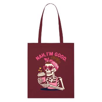 Squelette rétro rose avec des nuances de café et de cœur - Tote bag bio Stanley/Stella - bordeaux - Devant