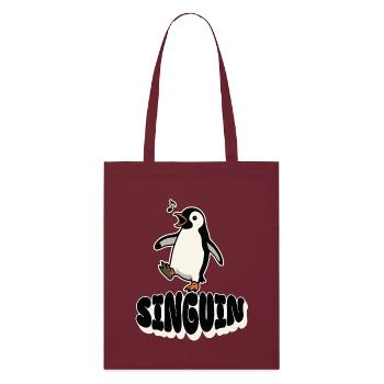 Singender Pinguin - Singuin - Stanley/Stella Bio-Stoffbeutel - Burgunderrot - Vorne