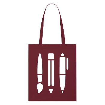 Pinsel, Bleistift und Stift - Kunst Symbol - Stanley/Stella Bio-Stoffbeutel - Burgunderrot - Vorne