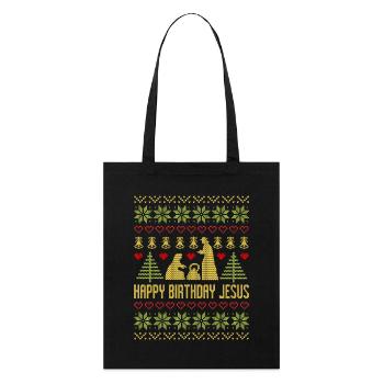 Happy Birthday Jesus Christmas Christian Christian - Stanley/Stella Organic Tote Bag - black - Front