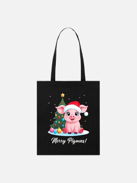 Schwein Weihnachten Landwirt Merry Pigmas - Stanley/Stella Bio-Stoffbeutel - Schwarz