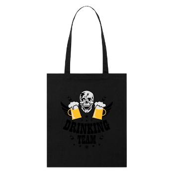 83 Totenkopf Skull 2 Bier DRINKING TEAM Beer - Stanley/Stella Bio-Stoffbeutel - Schwarz - Vorne