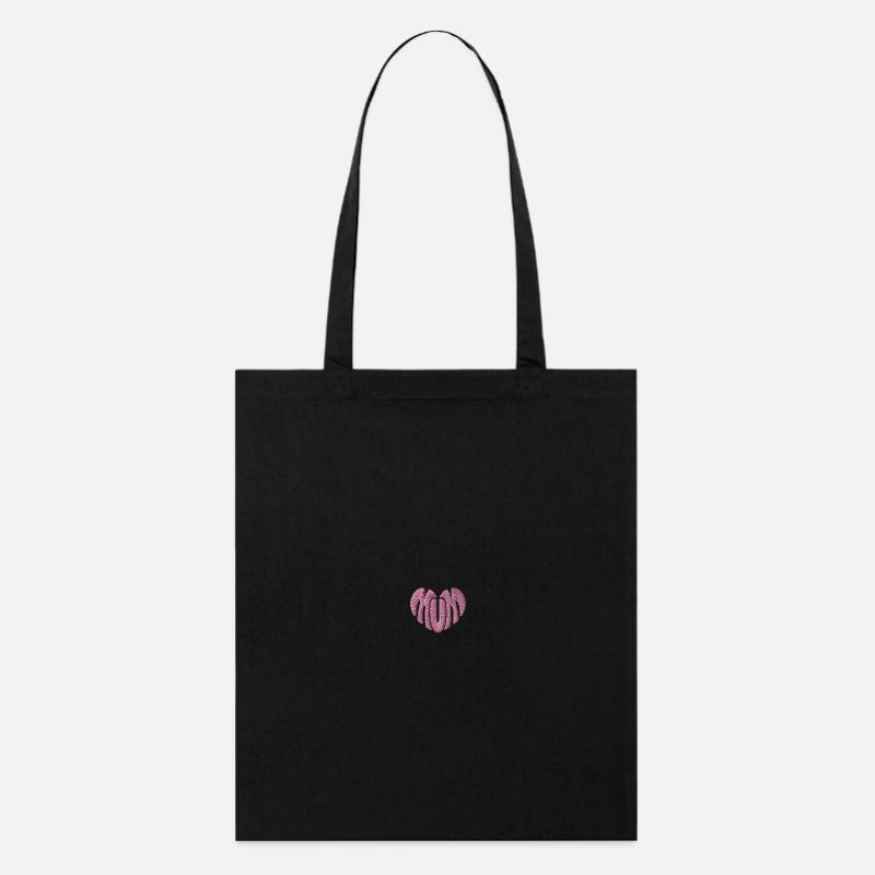Mum Herz rosa bestickt - Stanley/Stella Bio-Stoffbeutel - Schwarz