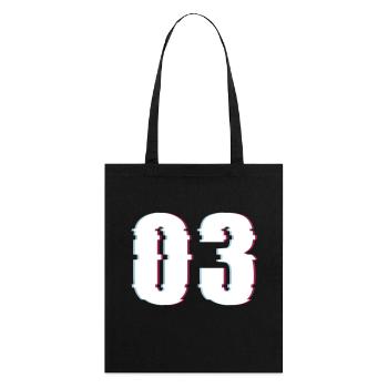 Three 3 Three 03 Number Effect Distorted Number - Stanley/Stella Organic Tote Bag - black - Back