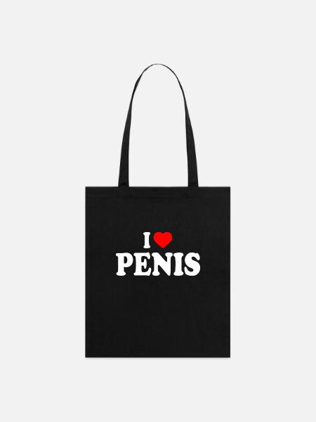 I love penis - Stanley/Stella Bio-Stoffbeutel - Schwarz