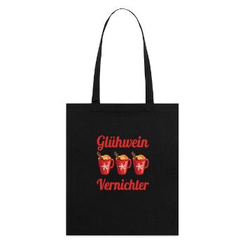 witzige Glühwein Vernichter Weihnachten Geschenk - Stanley/Stella Bio-Stoffbeutel - Schwarz - Hinten