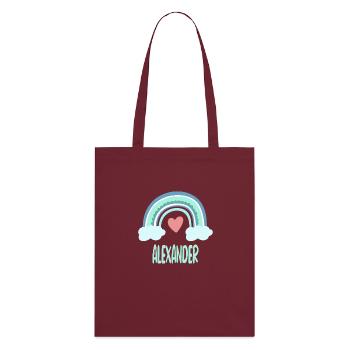 Alexander Name Rainbow Baby - Stanley/Stella Organic Tote Bag - burgundy - Back