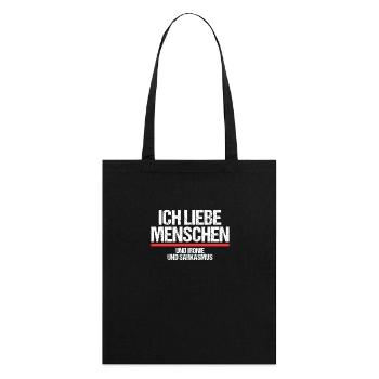Ich liebe Menschen und Ironie und Sarkasmus - Stanley/Stella Bio-Stoffbeutel - Schwarz - Hinten