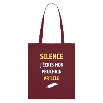 SILENCE I AM WRITING MY NEXT ARTICLE - Stanley/Stella Organic Tote Bag - burgundy - Back