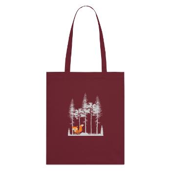Sweet Fox in the Forest Retro Pattern Vintage Tree Forest - Stanley/Stella Organic Tote Bag - burgundy - Back
