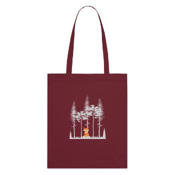 Sweet Fox in the Forest Retro Pattern Vintage Tree Forest - Stanley/Stella Organic Tote Bag - burgundy - Back