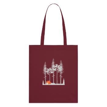 Sweet Fox in the Forest Retro Pattern Vintage Tree Forest - Stanley/Stella Organic Tote Bag - burgundy - Back