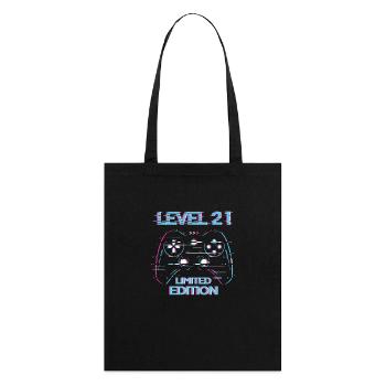 Geburtstag Level 21 Gaming Limited Edition Gamer - Stanley/Stella Bio-Stoffbeutel - Schwarz - Hinten