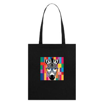 Zebra Cool mit Brille Bunt - Stanley/Stella Bio-Stoffbeutel - Schwarz - Hinten