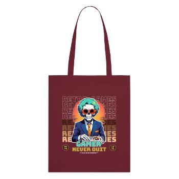 Retro Gamer Never Quit Skelett Design - Stanley/Stella Bio-Stoffbeutel - Burgunderrot - Hinten