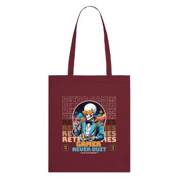 Retro Gamer Never Quit Skelett Design - Stanley/Stella Bio-Stoffbeutel - Burgunderrot - Hinten