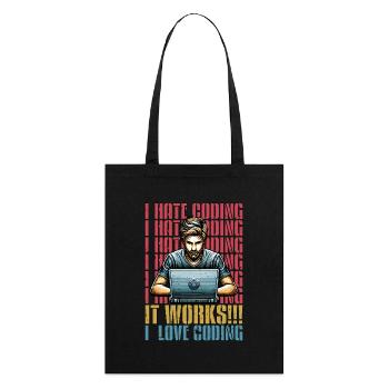 Coder I Hate Coding Developer Technology Coders - Stanley/Stella Bio-Stoffbeutel - Schwarz - Hinten