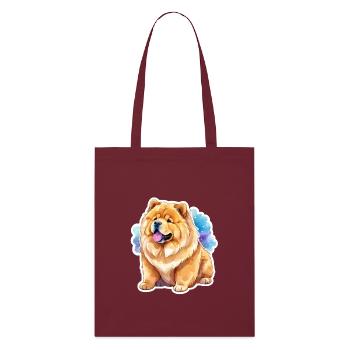 Chow Chow Wasserfarben - Stanley/Stella Bio-Stoffbeutel - Burgunderrot - Vorne