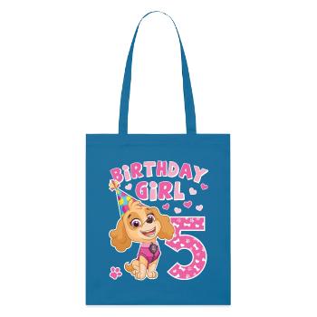 Paw Patrol 5 Jahre alt Geburtstag Skye - Stanley/Stella Bio-Stoffbeutel - Königsblau - Vorne