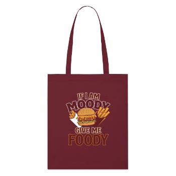 Moody Foodie Hamburger & Fries Design - Stanley/Stella Organic Tote Bag - burgundy - Front