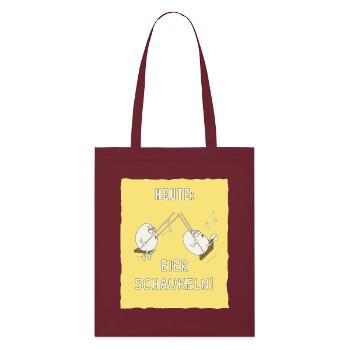  Heute: Eier schaukeln! Lustiges Sprüche Shirt - Stanley/Stella Bio-Stoffbeutel - Burgunderrot - Vorne