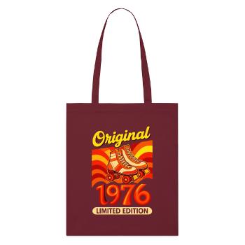 Original 1976 Limited Edition Retro Rollschuh - Stanley/Stella Bio-Stoffbeutel - Burgunderrot - Vorne