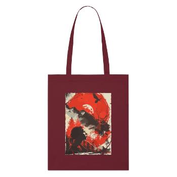 Red Moon Wilderness Silhouette - Stanley/Stella Bio-Stoffbeutel - Burgunderrot - Vorne