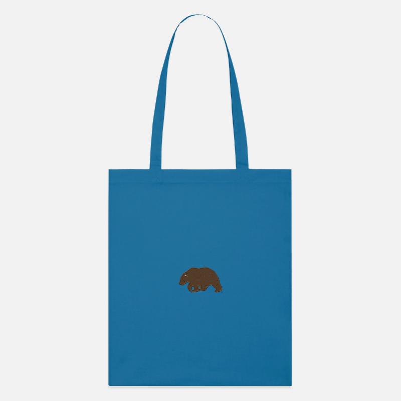 Ours brun brodé - Tote bag bio Stanley/Stella - bleu royal