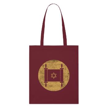 Rouleau de la Torah dans un cercle doré - Tote bag bio Stanley/Stella - bordeaux - Devant