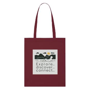 EXPLORE. DISCOVER. CONNECT. - Stanley/Stella Organic Tote Bag - burgundy - Front