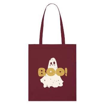 Retro vintage Text Boo in gold. Halloween Ghost - Stanley/Stella Bio-Stoffbeutel - Burgunderrot - Vorne