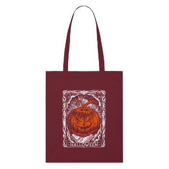 Halloween Pumpkin Tarot Card, Fall - Stanley/Stella Organic Tote Bag - burgundy - Front