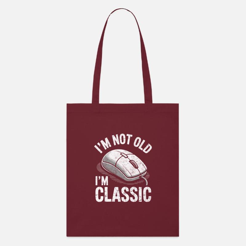 Funny In Classic Computer Mouse - Stanley/Stella Organic Tote Bag - burgundy