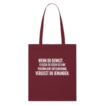 Vegan Statement - Stanley/Stella Organic Tote Bag - burgundy - Front