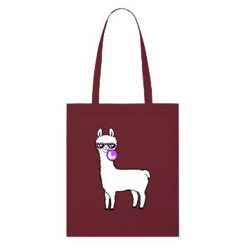 Llama chewing gum bubble bubble blowing alpaca - Stanley/Stella Organic Tote Bag - burgundy - Front