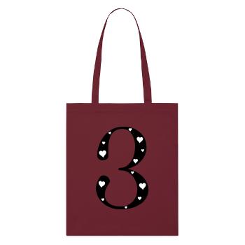 3 Anniversaire avec cœur - Tote bag bio Stanley/Stella - bordeaux - Devant