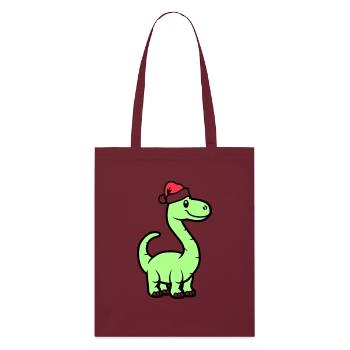 Dinosaurier Brontosaurus Weihnachtsmann - Stanley/Stella Bio-Stoffbeutel - Burgunderrot - Vorne