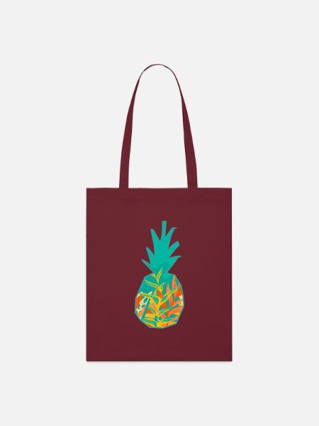 Modernes Ananas-Design - Stanley/Stella Bio-Stoffbeutel - Burgunderrot