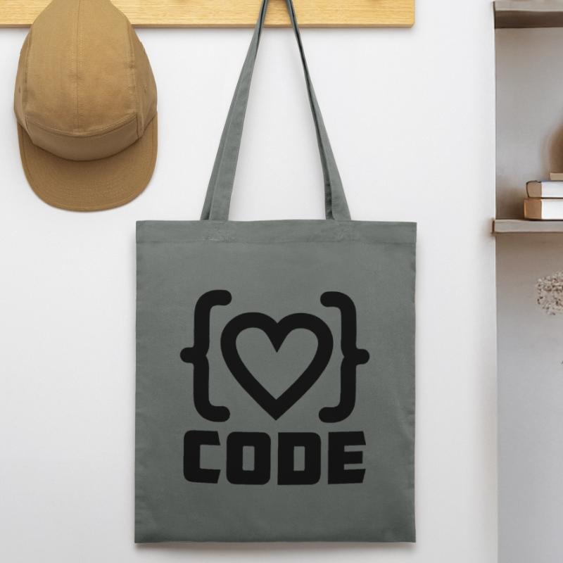 Heart programmer code logo with text CODE Stanley/Stella Organic Tote Bag