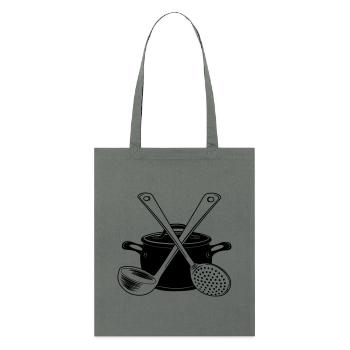 Cuillère à soupe à la poêle et cuillère à fente légère - Tote bag bio Stanley/Stella - charbon - Devant