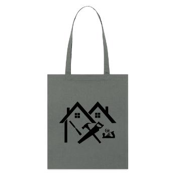 Logo charpentier maison scie à ciseau et raboteuse - Tote bag bio Stanley/Stella - charbon - Devant