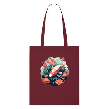 Vintage 80er Retro Japanisch Asiatisch Koi Karpfen - Stanley/Stella Bio-Stoffbeutel - Burgunderrot - Vorne