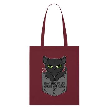 Poche poitrine chat noir Je n’apporte pas de malchance - Tote bag bio Stanley/Stella - bordeaux - Devant