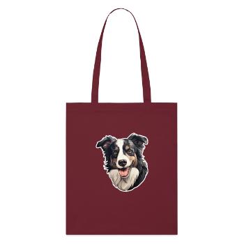 Tête de Border Collie - Tote bag bio Stanley/Stella - bordeaux - Devant