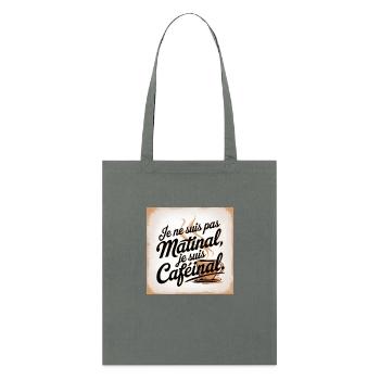 Idée cadeau design Café humour drôle caféine - Tote bag bio Stanley/Stella - charbon - Devant