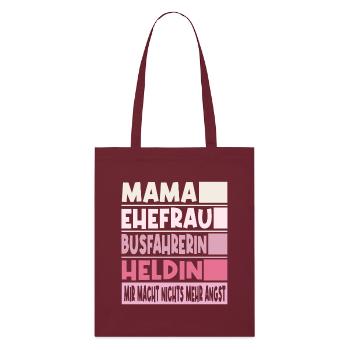 Busfahrerin Mama Ehefrau Heldin - Stanley/Stella Bio-Stoffbeutel - Burgunderrot - Vorne