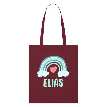 Elias Name Regenbogen Baby - Stanley/Stella Bio-Stoffbeutel - Burgunderrot - Vorne